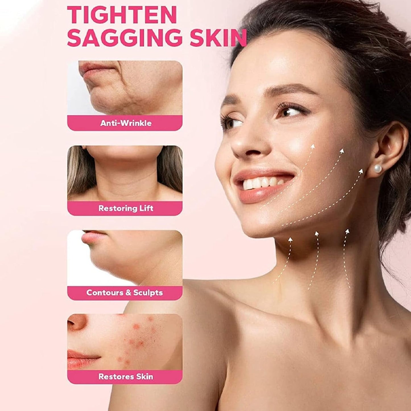 V Line Lifting Mask Chin Mask Hydrogel Collagen Mask with Aloe Vera & Seaweed Chin Lift Firming Skin 3 PcsWN71