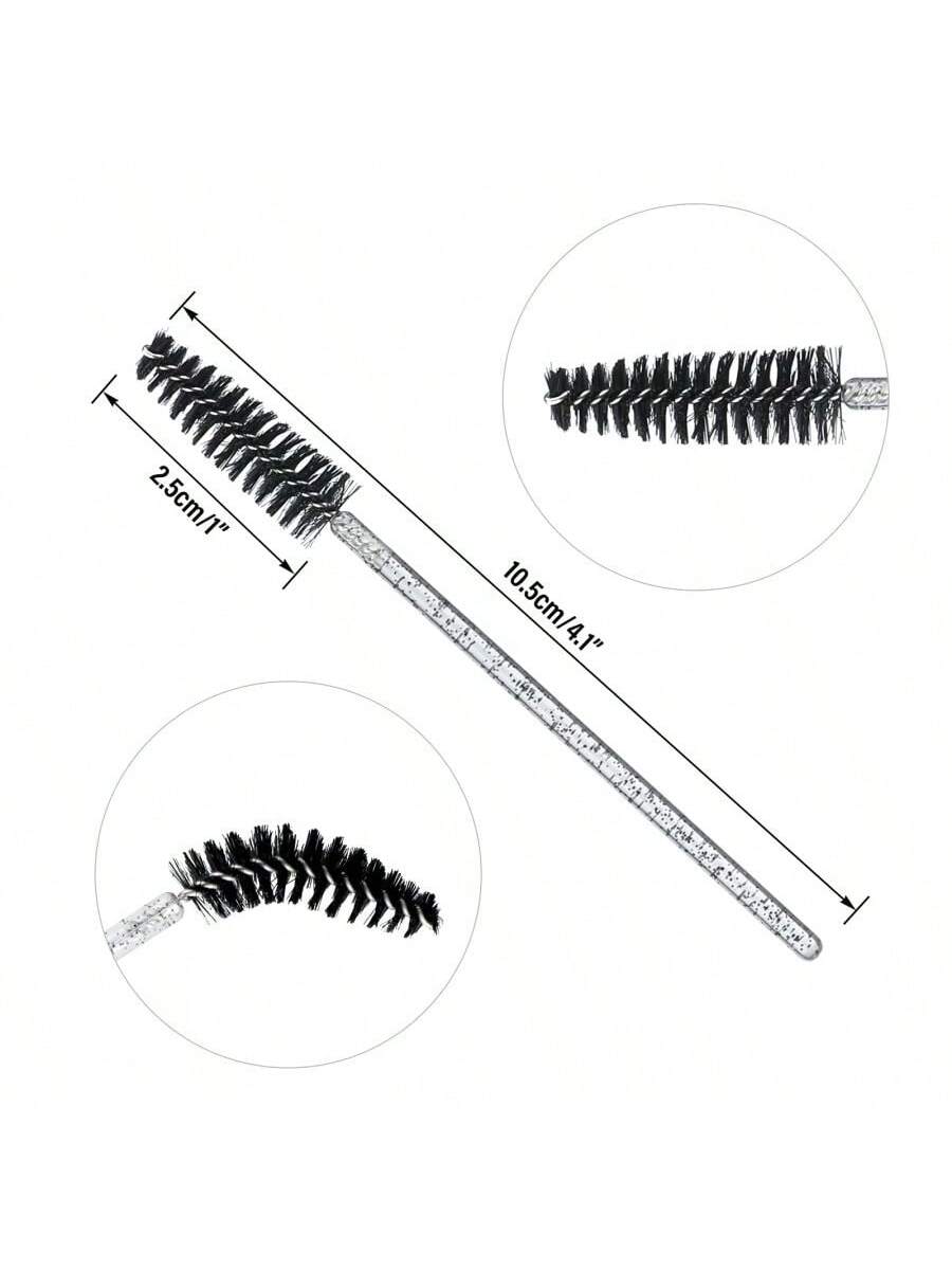 5PCS Disposable Eyebrow Mascara WandSparkly Crystal Applicator Mascara Brush Micro-Makeup Brush For Eyelash Extension And Eyebrow Modification