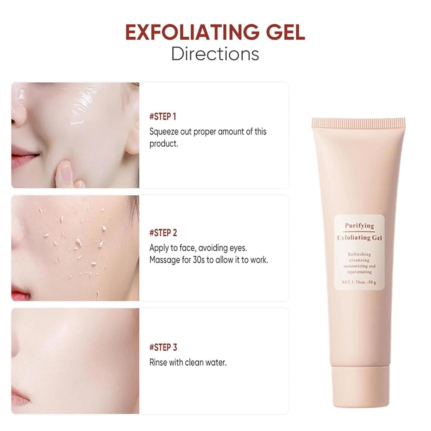 Purifying Exfoliating Gel, Purifying Exfoliating Gel Cream, Face and Body Exfoliating Scrub Gel for Face and Body