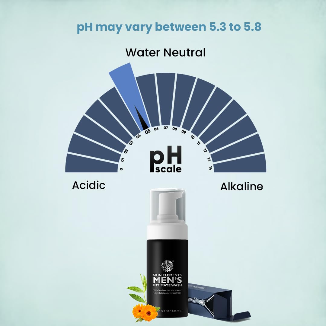 Intimate Wash for Men | pH Balanced Foaming Wash with Tea Tree Oil & Aloe Vera | Soothes, Refreshes & Maintains Hygiene | 4.05 fl. oz. |
