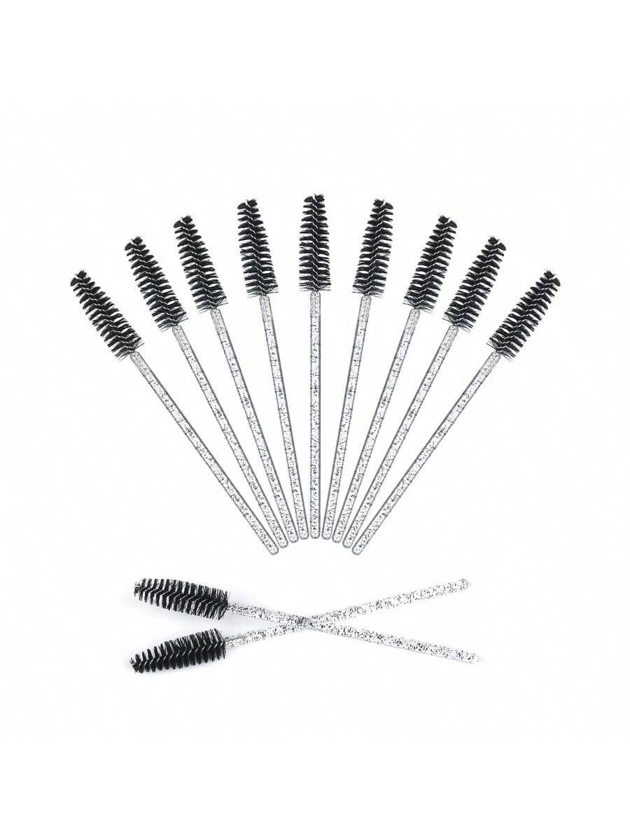 5PCS Disposable Eyebrow Mascara WandSparkly Crystal Applicator Mascara Brush Micro-Makeup Brush For Eyelash Extension And Eyebrow Modification