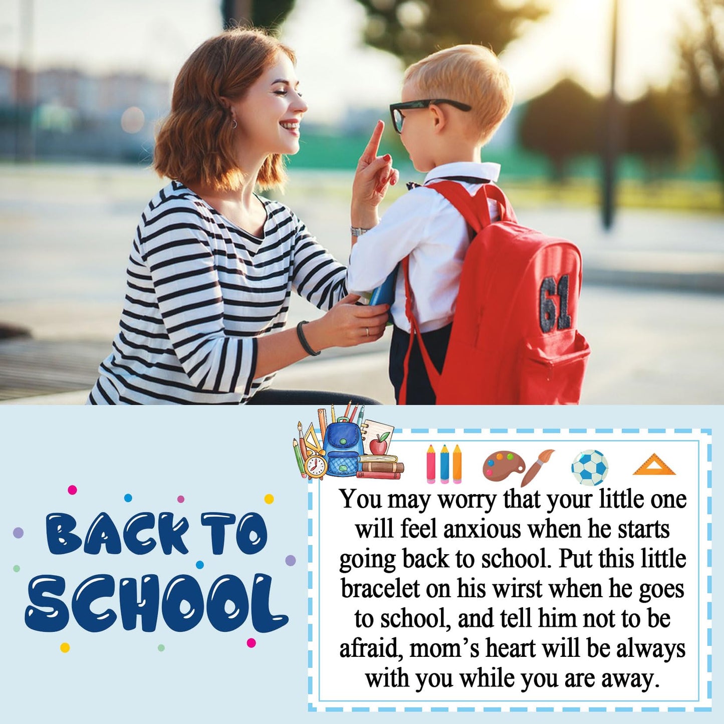 First Day of School Gifts Mommy and Me Bracelets Mother Son Back to School Gifts