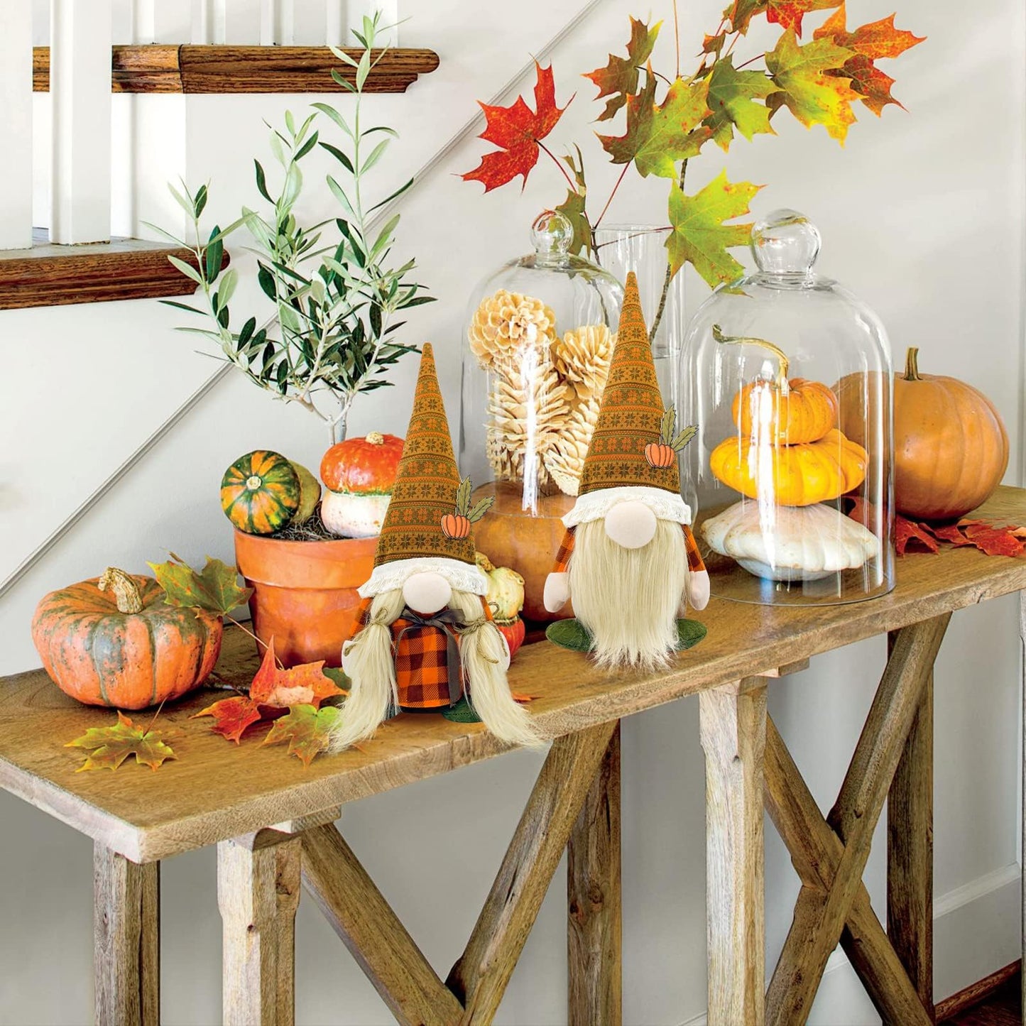 Fall Decor, Fall Gnomes Plush 2PCS Fall Decorations for Home Thanksgiving Decorations for Farmhouse Scandinavian Autumn Pumpkin Decor Harvest Holiday Party Gnomes Ornaments Fall Tiered Tray Decor