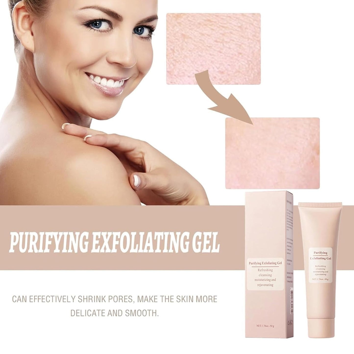 Purifying Exfoliating Gel, Purifying Exfoliating Gel Cream, Face and Body Exfoliating Scrub Gel for Face and Body