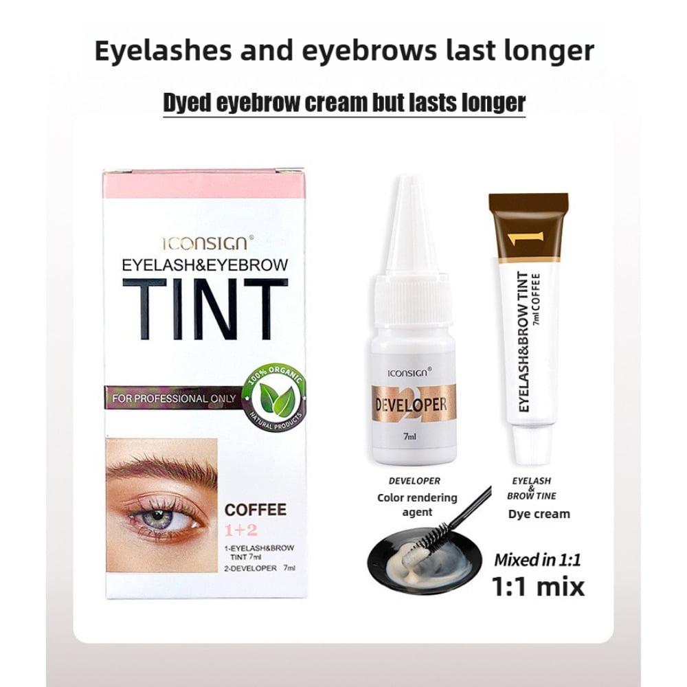 2-In-1 Eyelash & Eyebrow Kit, Professional Lash & Brow Color Kit, Lasting for 6 Weeks DIY Hair Coloring for Salon Home Use 7ml