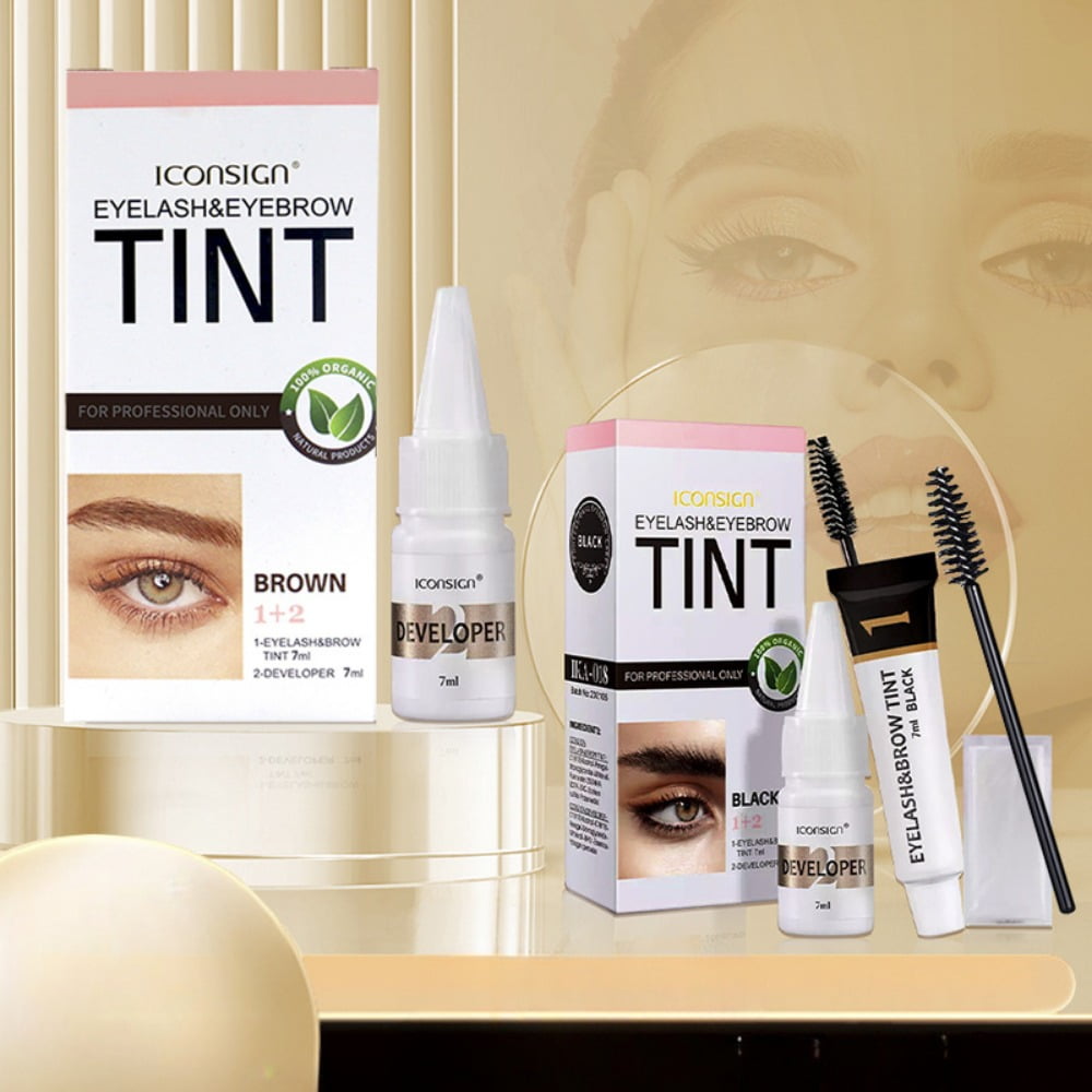 2-In-1 Eyelash & Eyebrow Kit, Professional Lash & Brow Color Kit, Lasting for 6 Weeks DIY Hair Coloring for Salon Home Use 7ml
