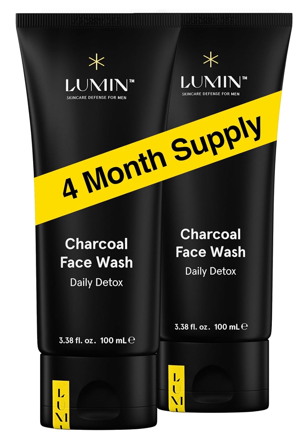Lumin Charcoal Face Wash for Men Skincare - Daily Detox, Hydrating Face Cleanser, Removes Impurities, Exfoliates, Unclogs Pores, Controls Oil, Soothes Irritation, All Skin Types, 1 Pack