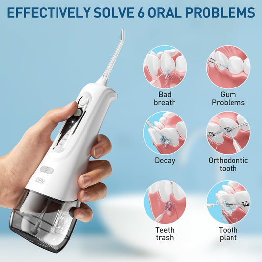 Cordless Water Dental Flosser – 4 Modes, 5 Jet Tips, IPX7 Waterproof, Portable & Rechargeable Oral Irrigator for Effective Teeth Cleaning