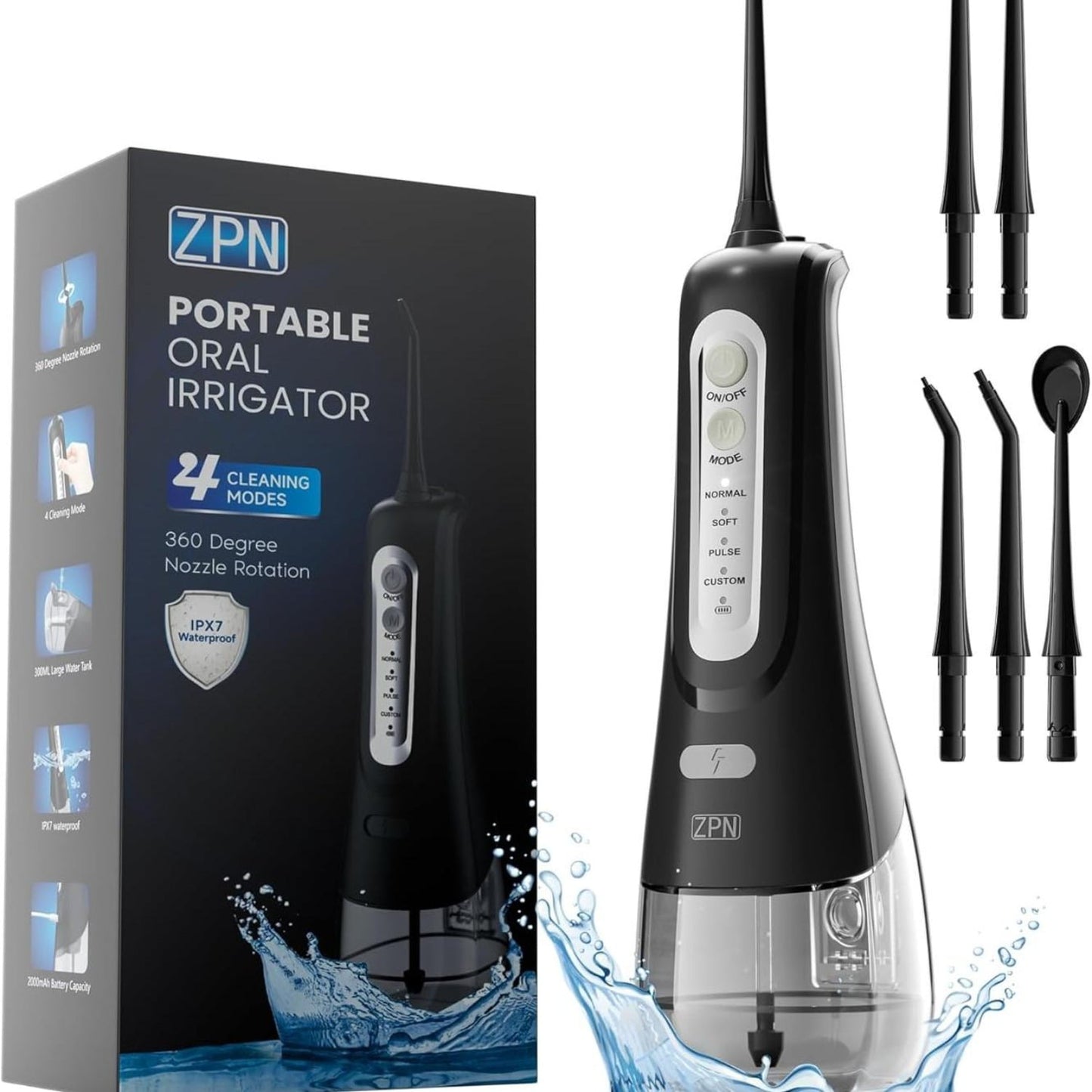 Cordless Water Dental Flosser – 4 Modes, 5 Jet Tips, IPX7 Waterproof, Portable & Rechargeable Oral Irrigator for Effective Teeth Cleaning