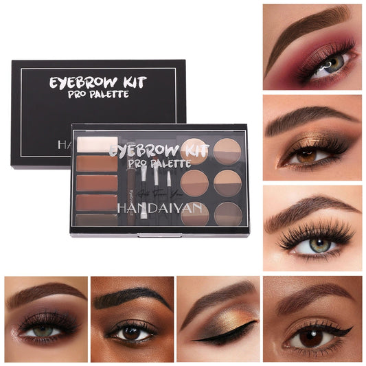 Eye Brow Kit Waterproof Eyebrow Palette Set 12 Colors Eyebrow Powder 5 Colors Brow Wax 3 Brushes 1 Eyebrow Pencil for Novice and Professional