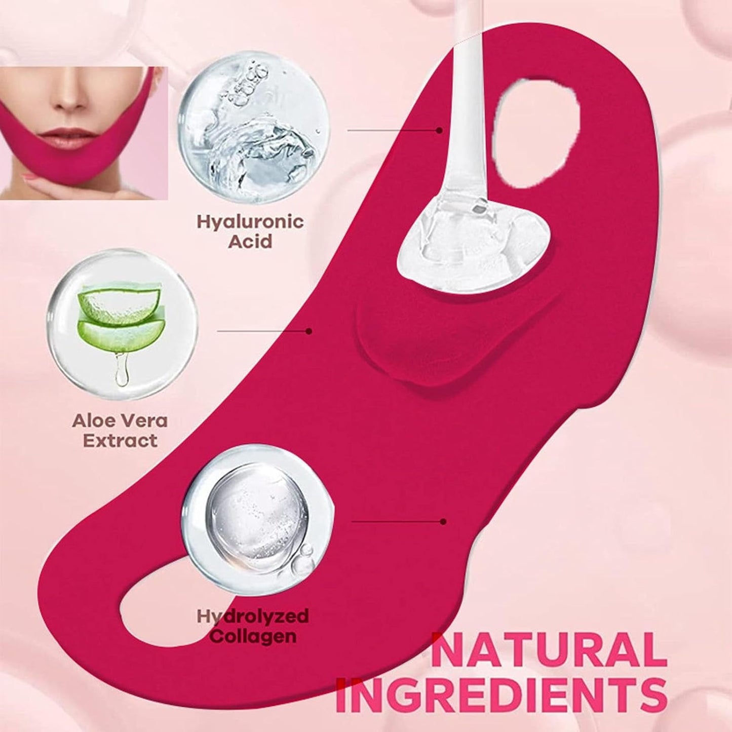 V Line Lifting Mask Chin Mask Hydrogel Collagen Mask with Aloe Vera & Seaweed Chin Lift Firming Skin 3 PcsWN71