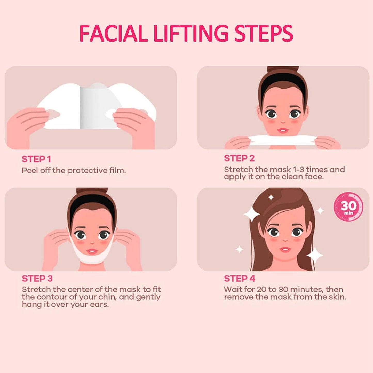 V Line Lifting Mask Chin Mask Hydrogel Collagen Mask with Aloe Vera & Seaweed Chin Lift Firming Skin 3 PcsWN71